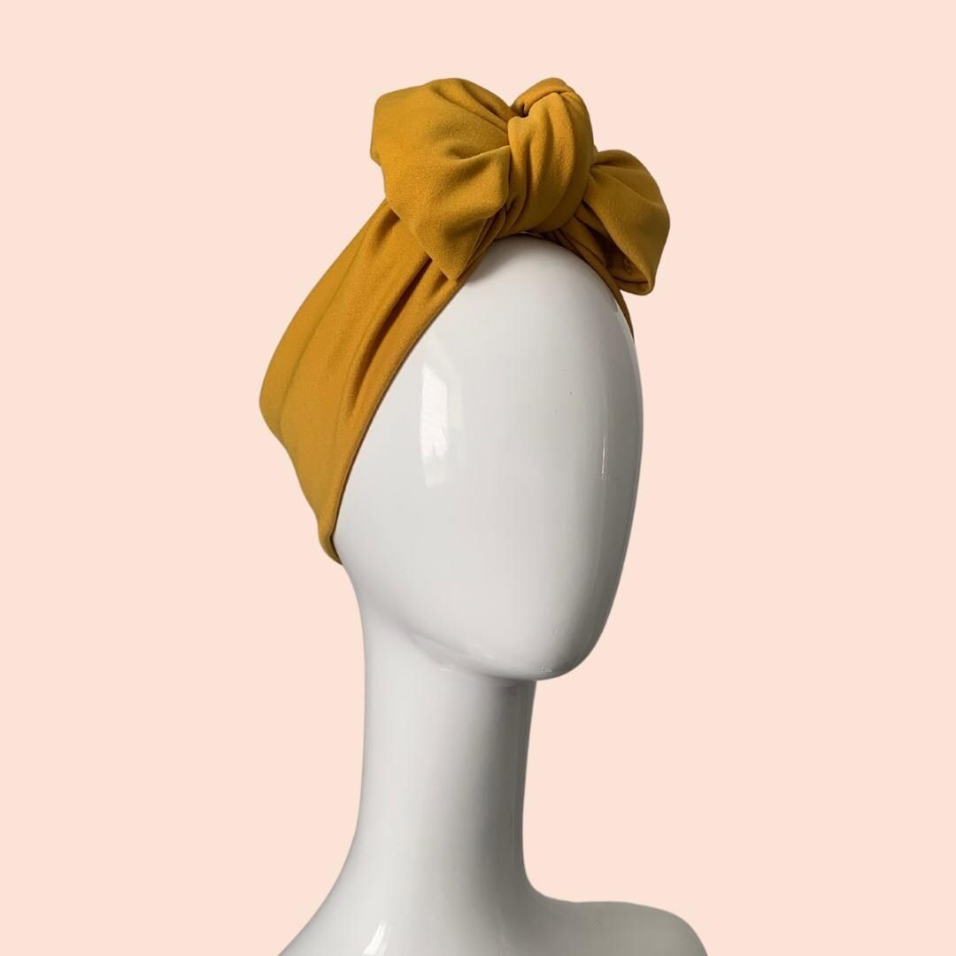 Mustard turban bow headband