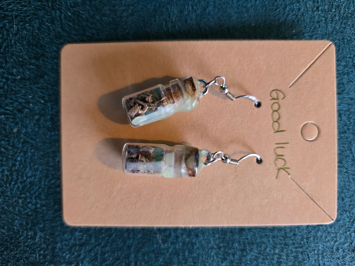 Good luck spell jars earrings