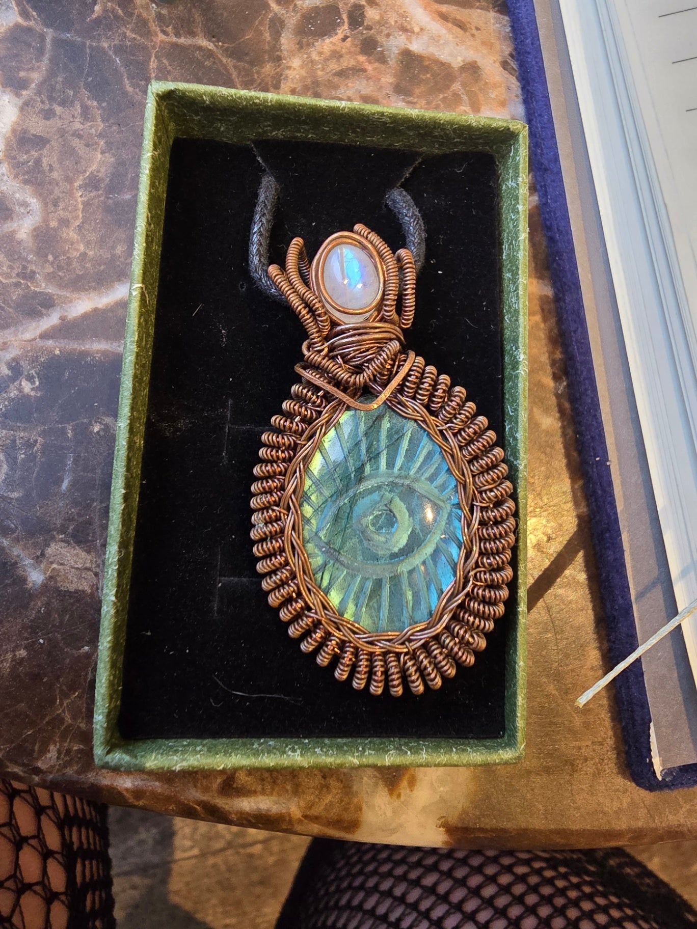 Labradorite and moonstone all seeing eye pendant