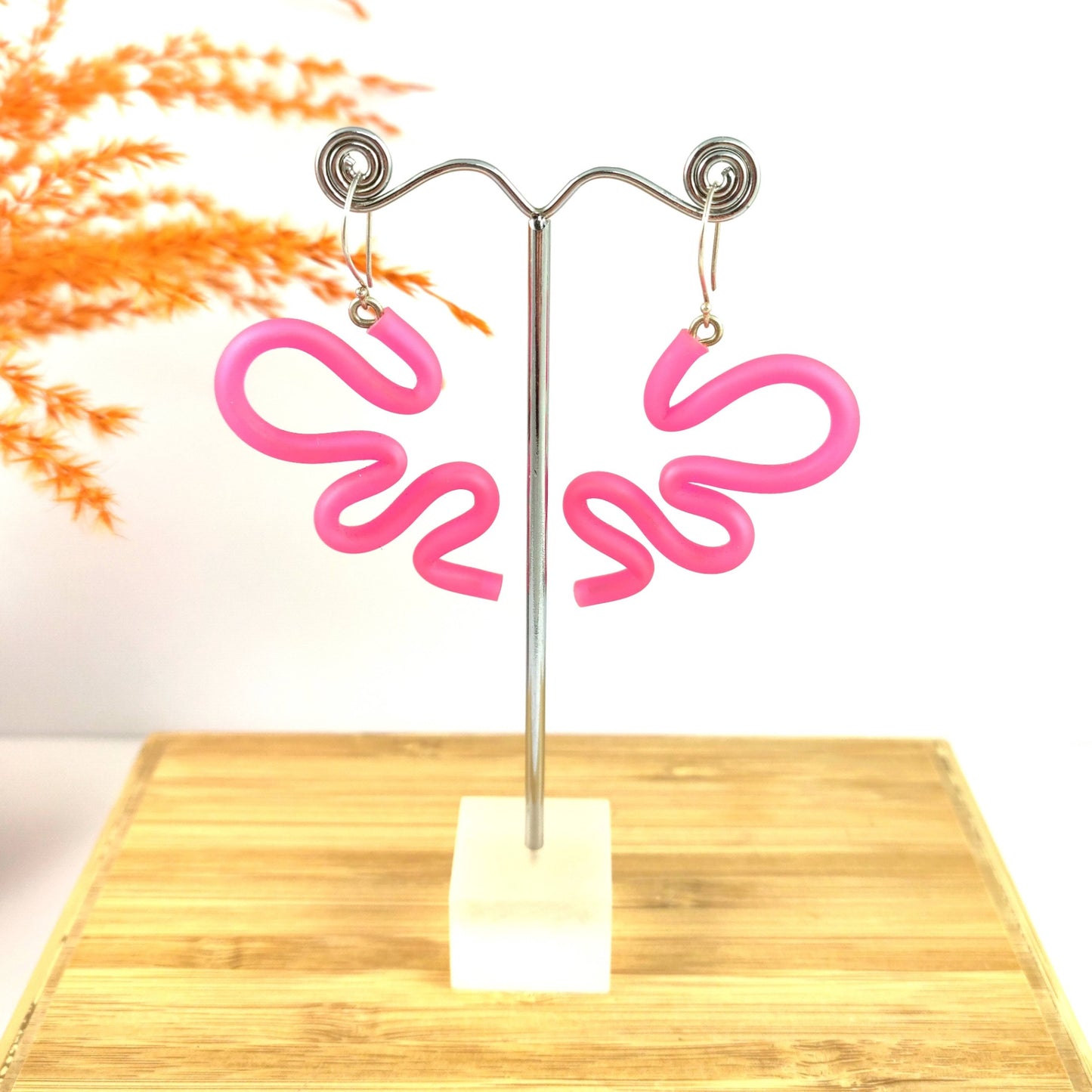 Neon Pink Mini Snake earrings