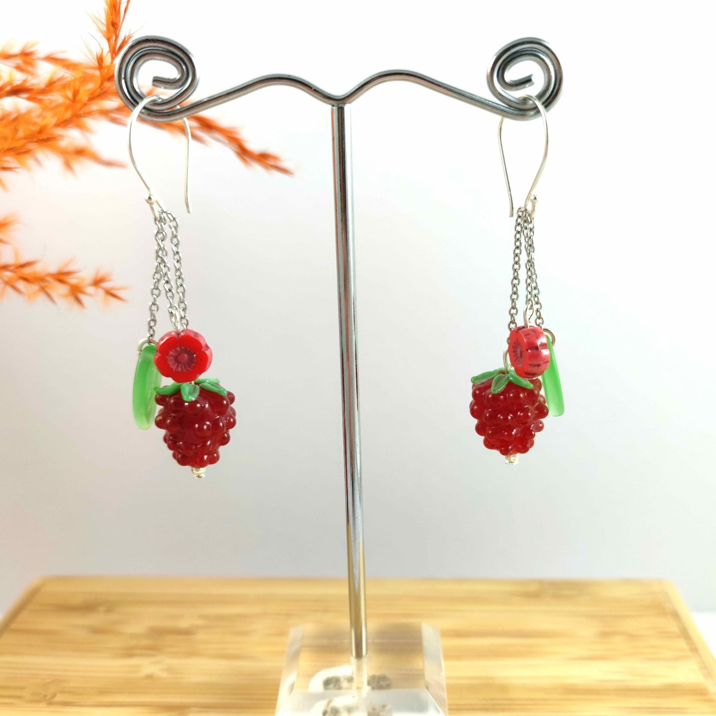 Red Dangle Berry earrings