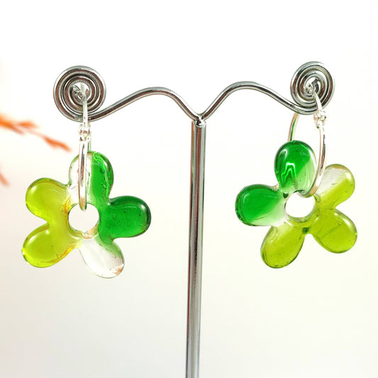 Green Glass Hoop earrings