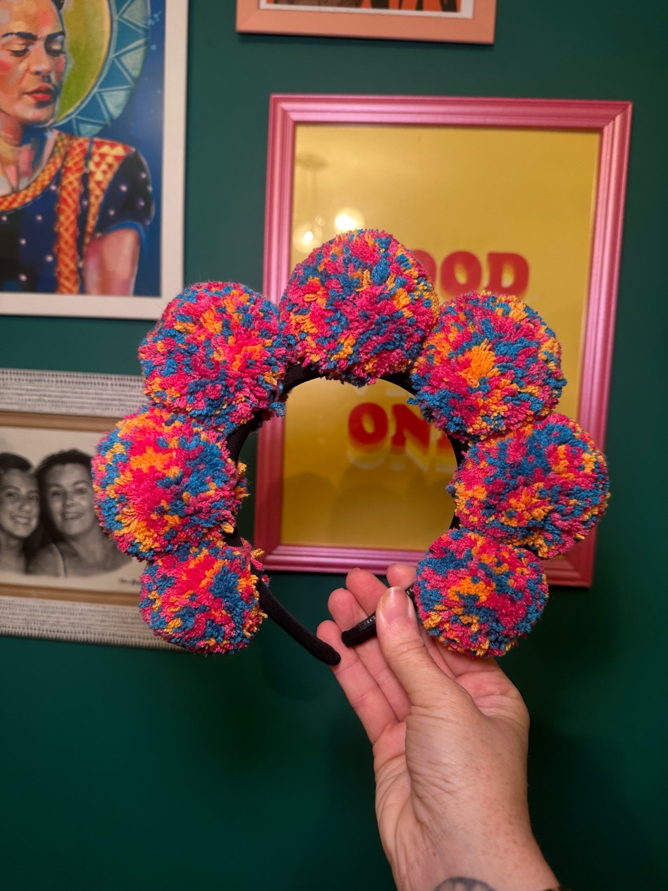 Multi coloured standard Pom headband
