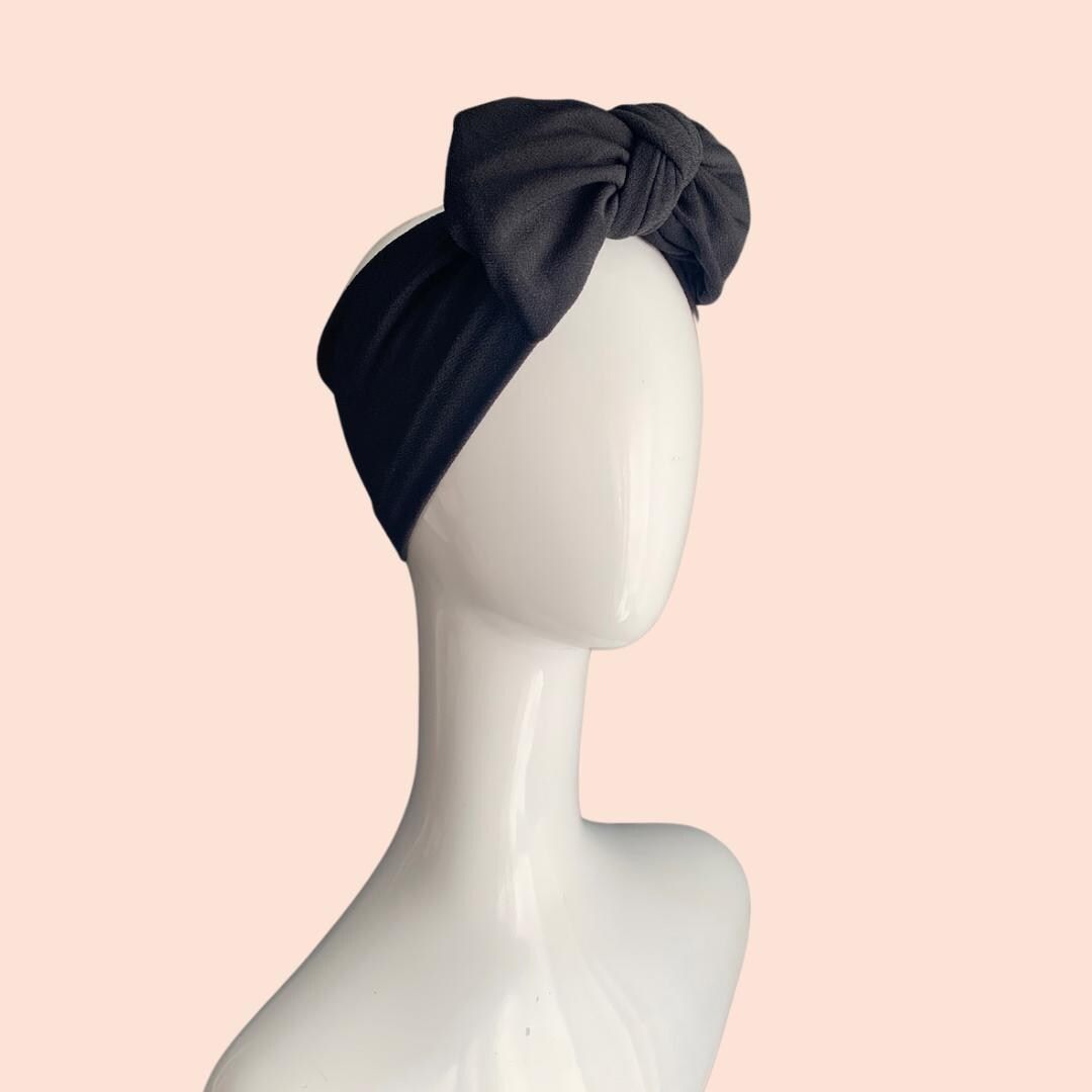 Black turban bow headband