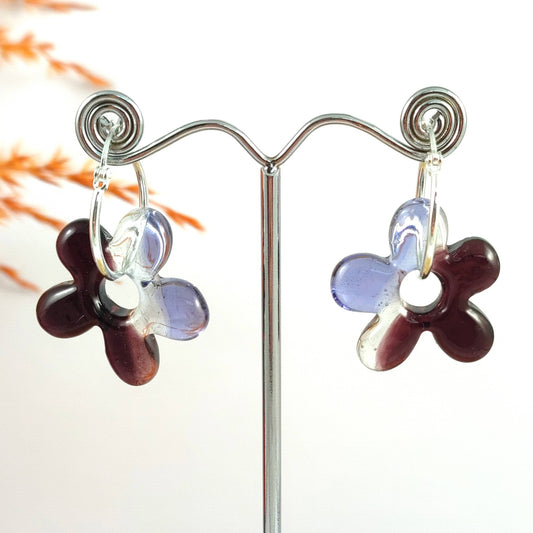 Purple Glass Hoop earrings