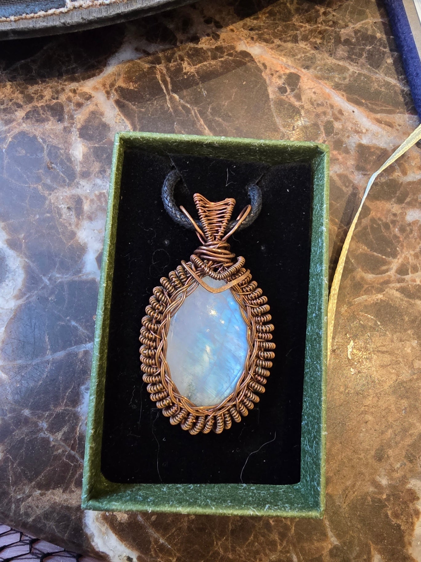 Moonstone wire wrapped pendant