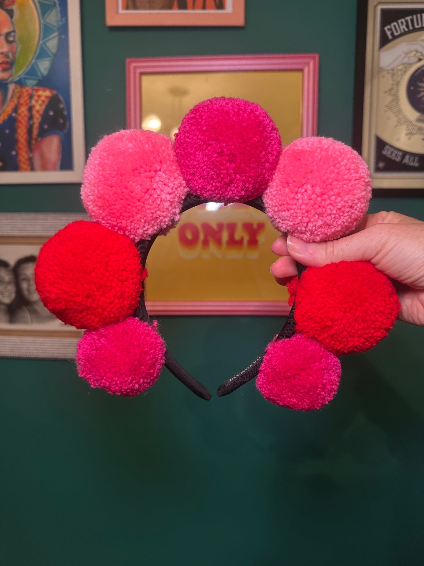 Pink/red standard Pom headband