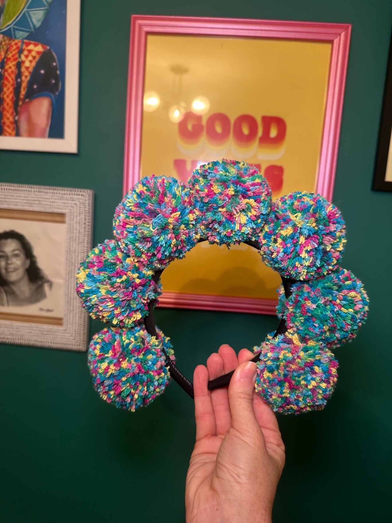 Multi coloured standard Pom headband