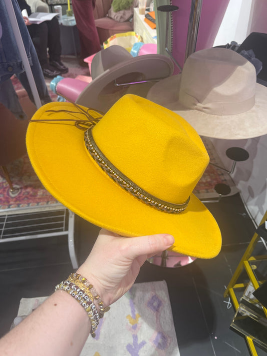 Mustard boho disco fedora