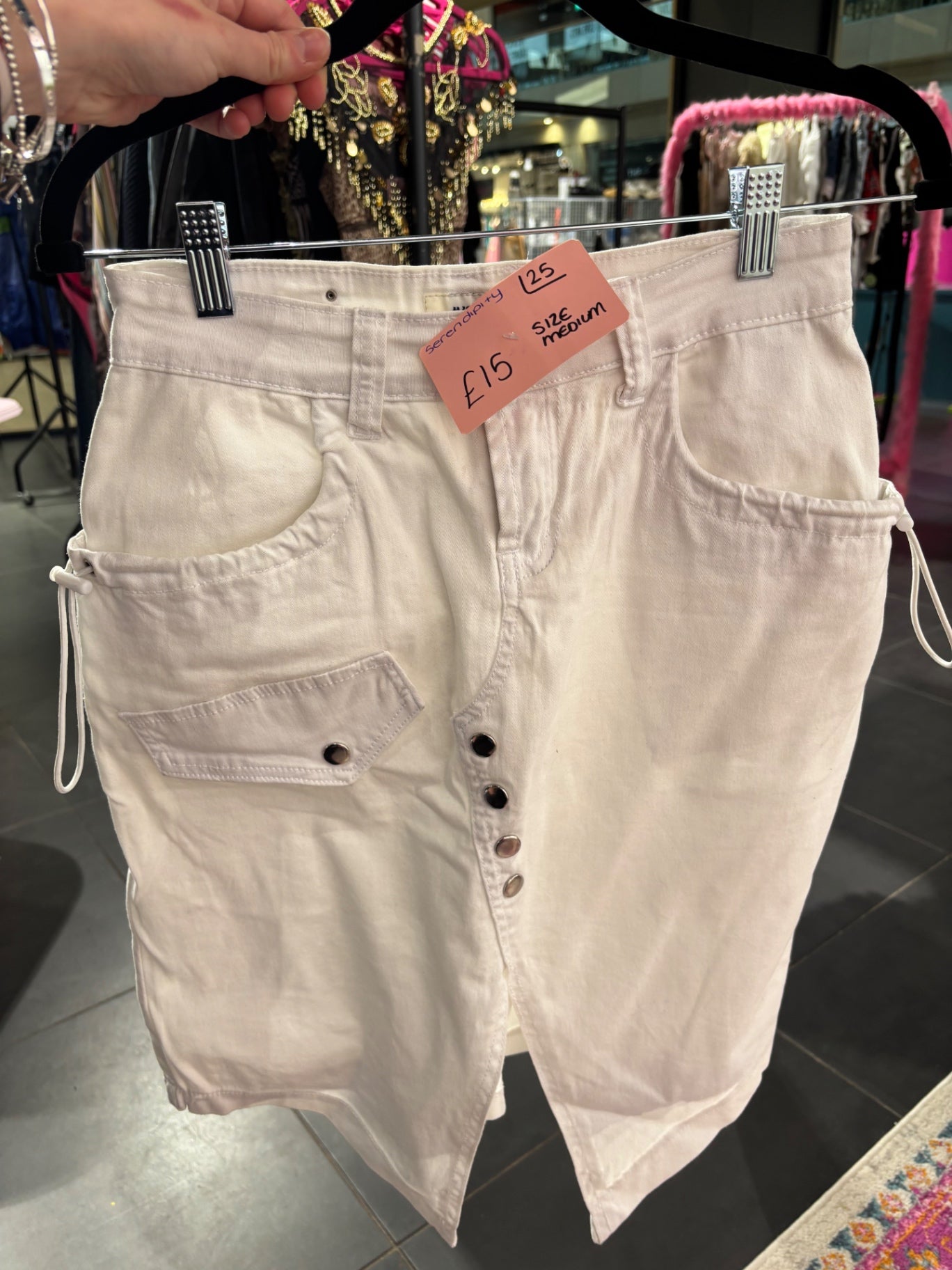 White denim skirt