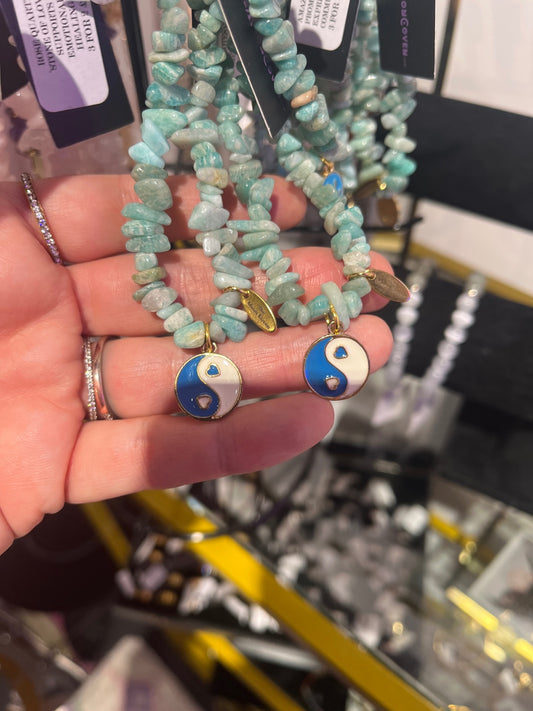 Amzonite yin yang bracelet