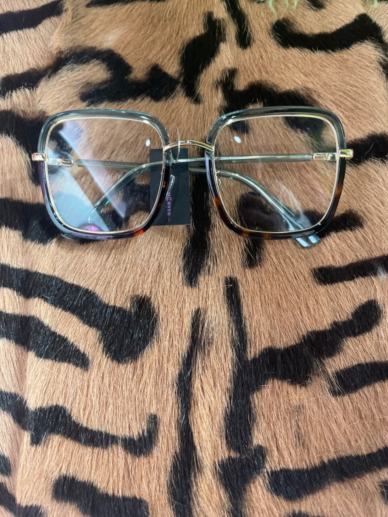 Anti Blue Light Glasses Square Blue Leopard