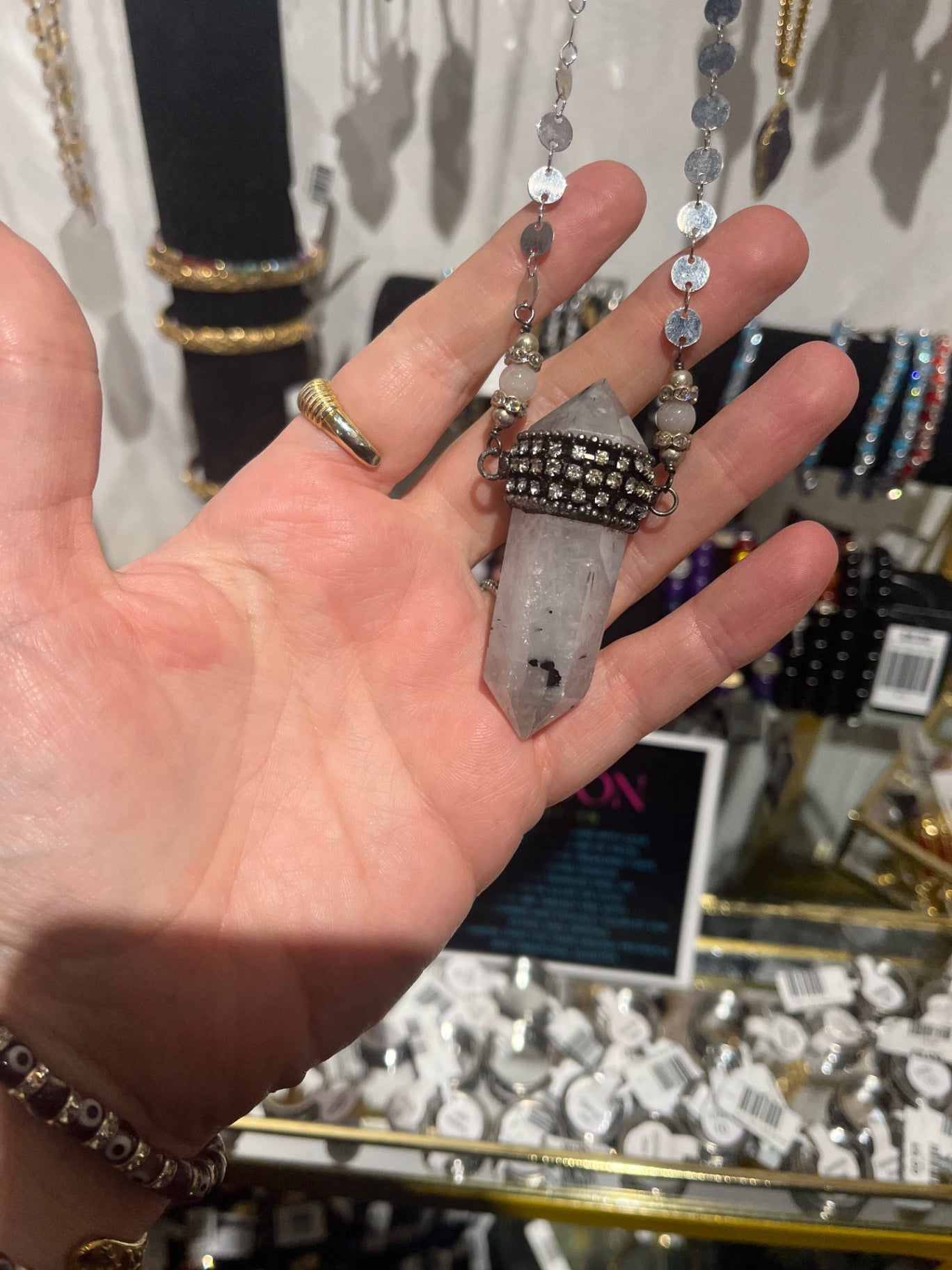 Rutilated quartz silver