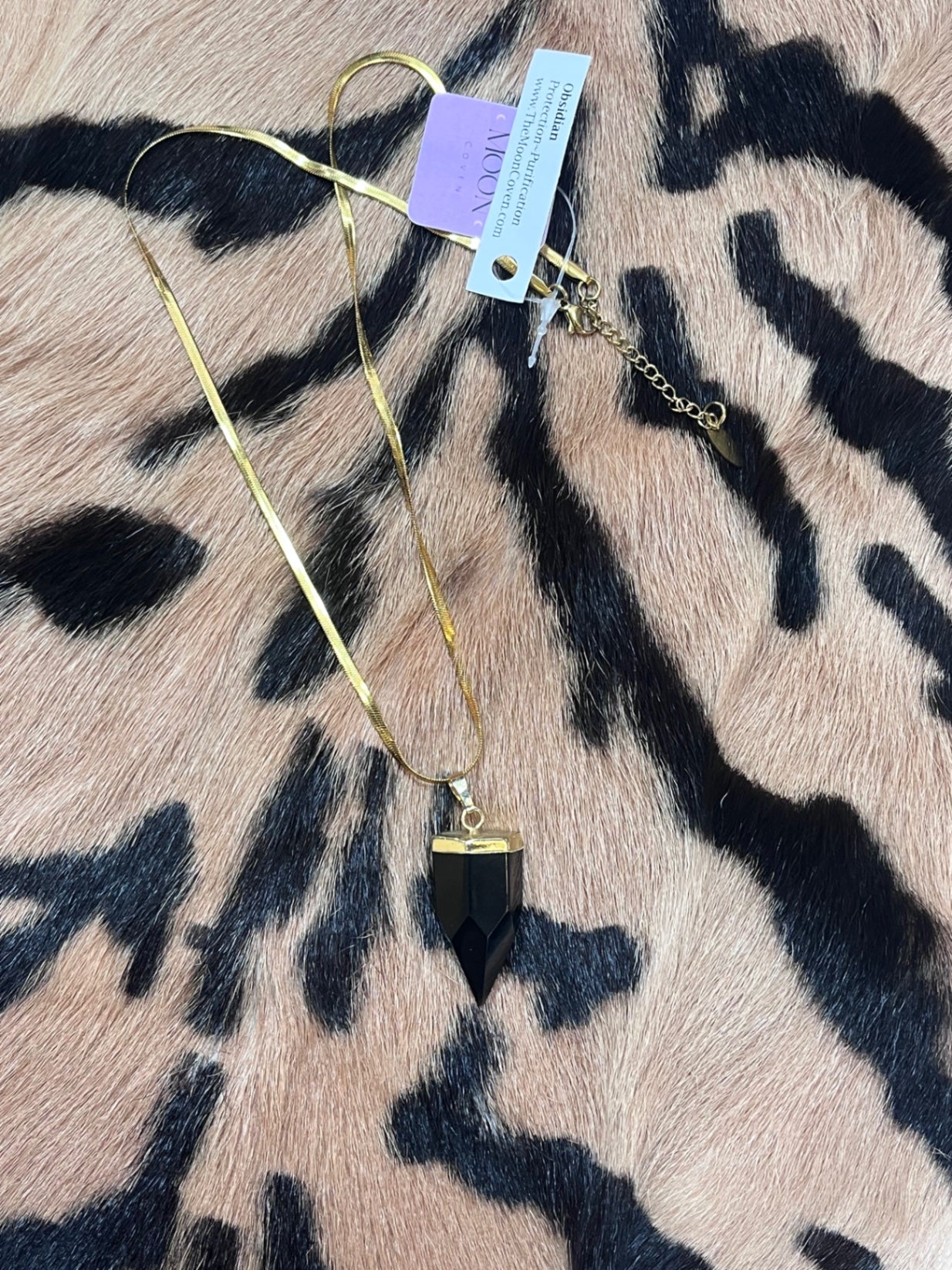 Obsidian point pendant crystal necklace
