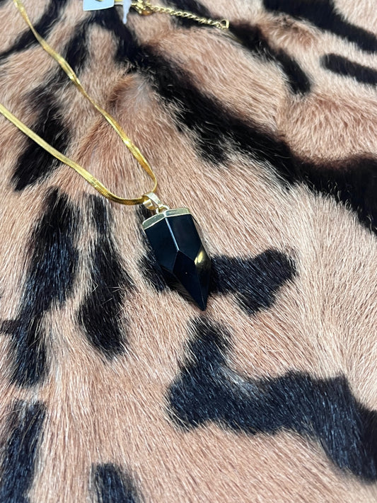 Obsidian point pendant crystal necklace