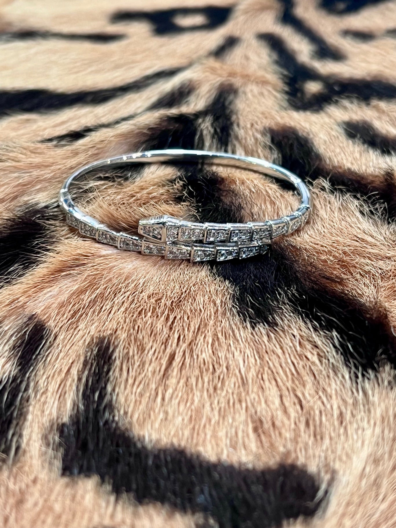 Snake Silver crystal bangle