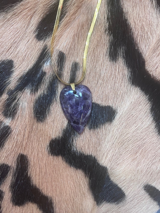 Amethyst Love Heart Gold Necklace