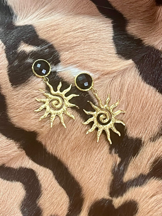 Obsidian Sun Earrings
