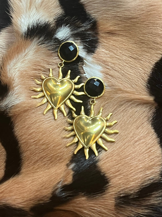 Obsidian heart Earrings