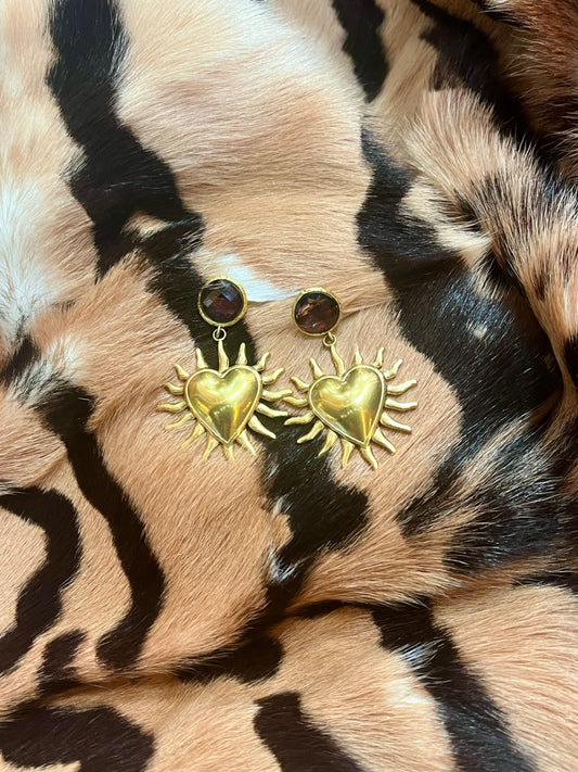 Amethyst Heart Earrings