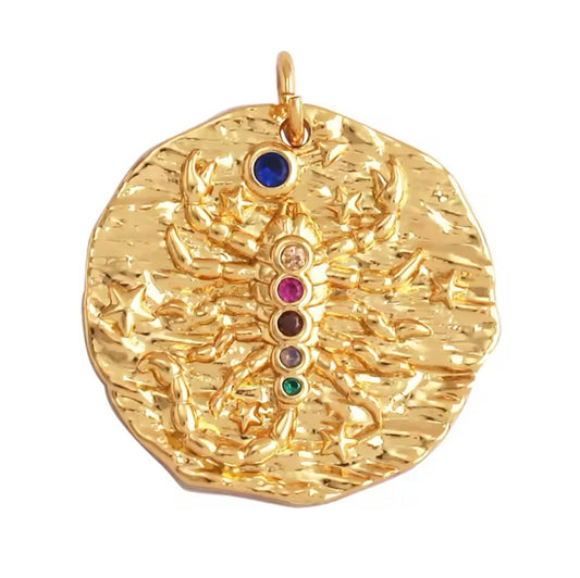 Scorpio Gold coin necklace