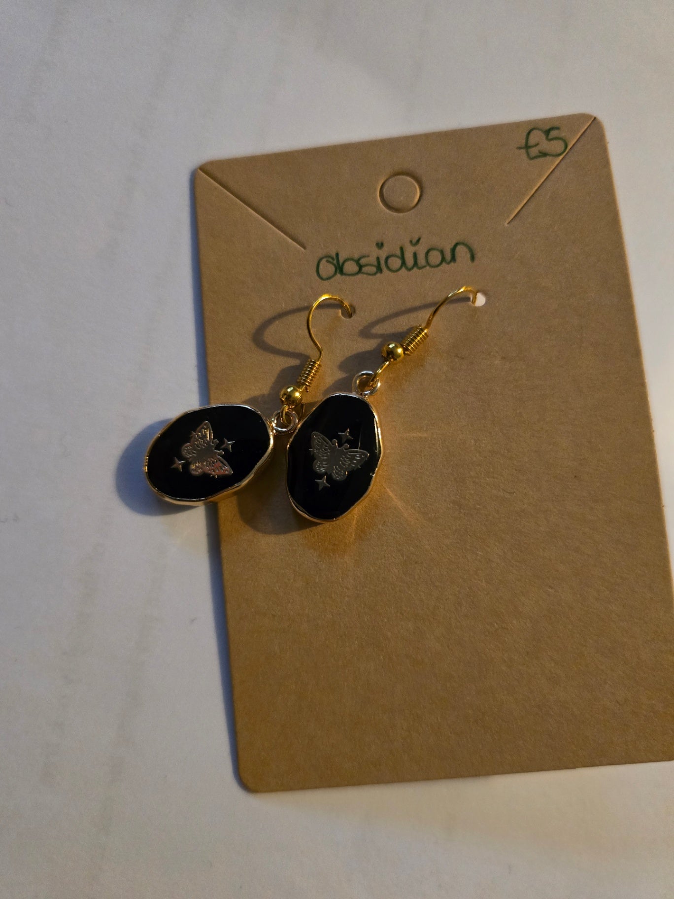 Obsidian butterfly earrings