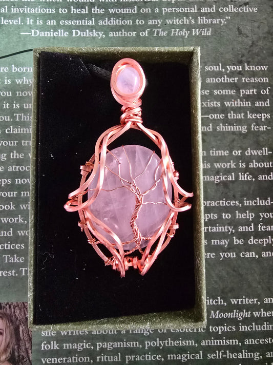 Rose quartz tree of life