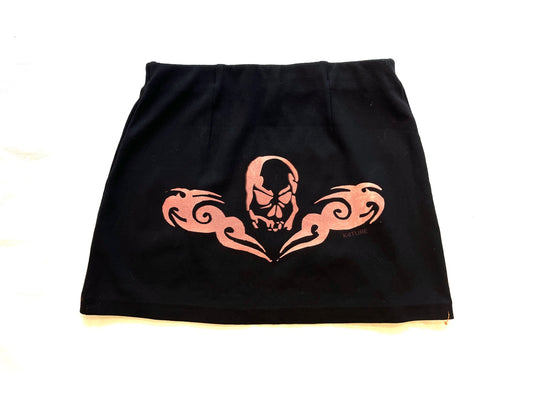 Black mini skirt with pink tramp stamp