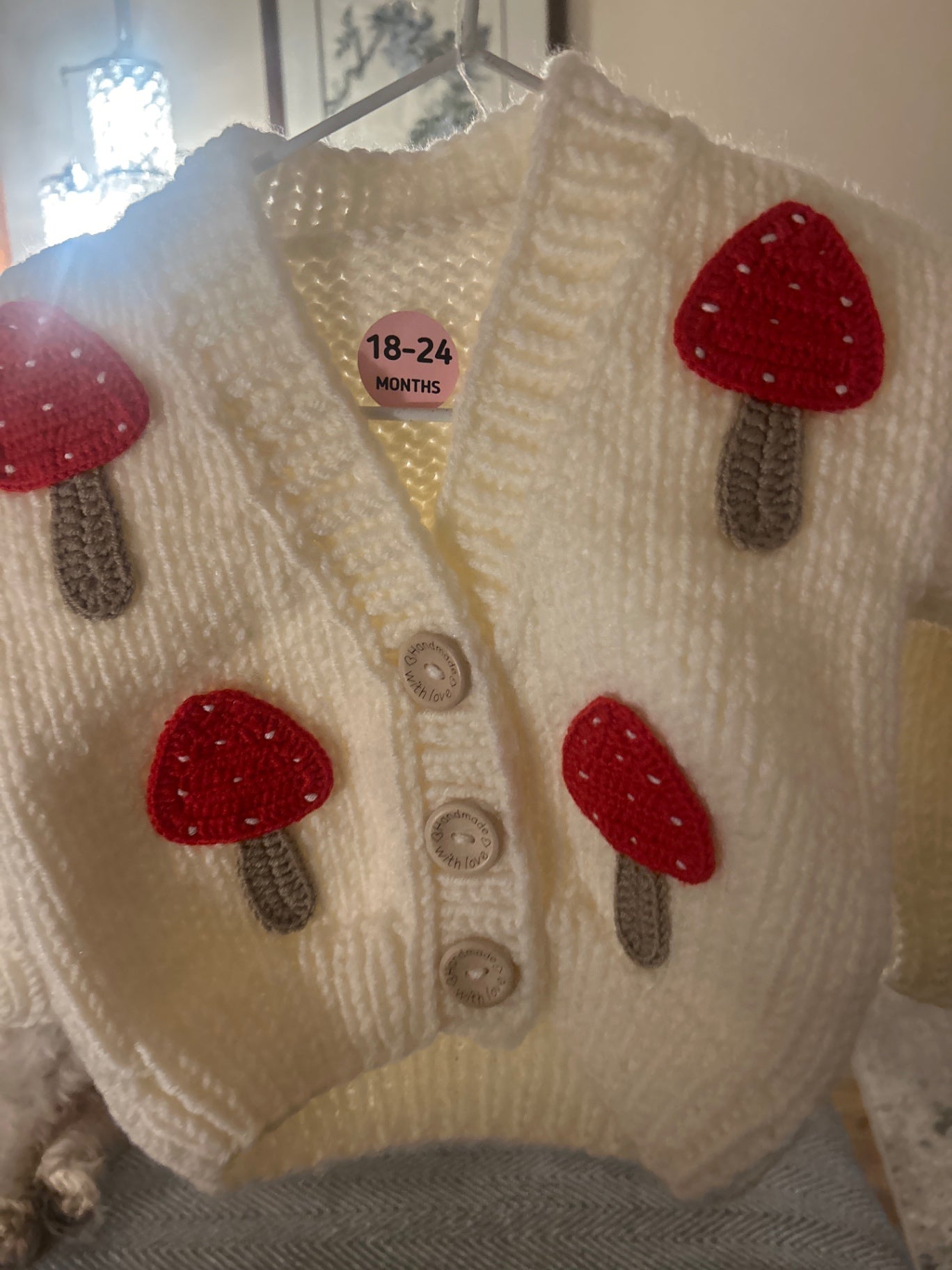 Handmade Mushroom Cardigan 18 - 24 Month