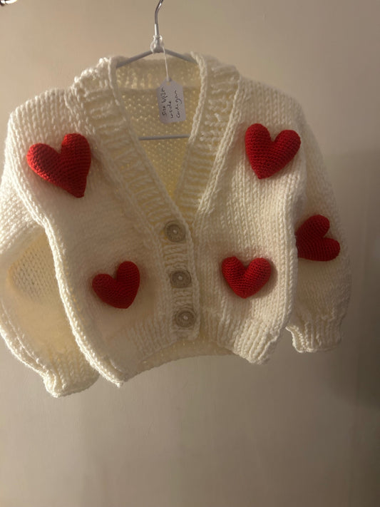 Handknitted Heart Cardigan 0 - 6 Months