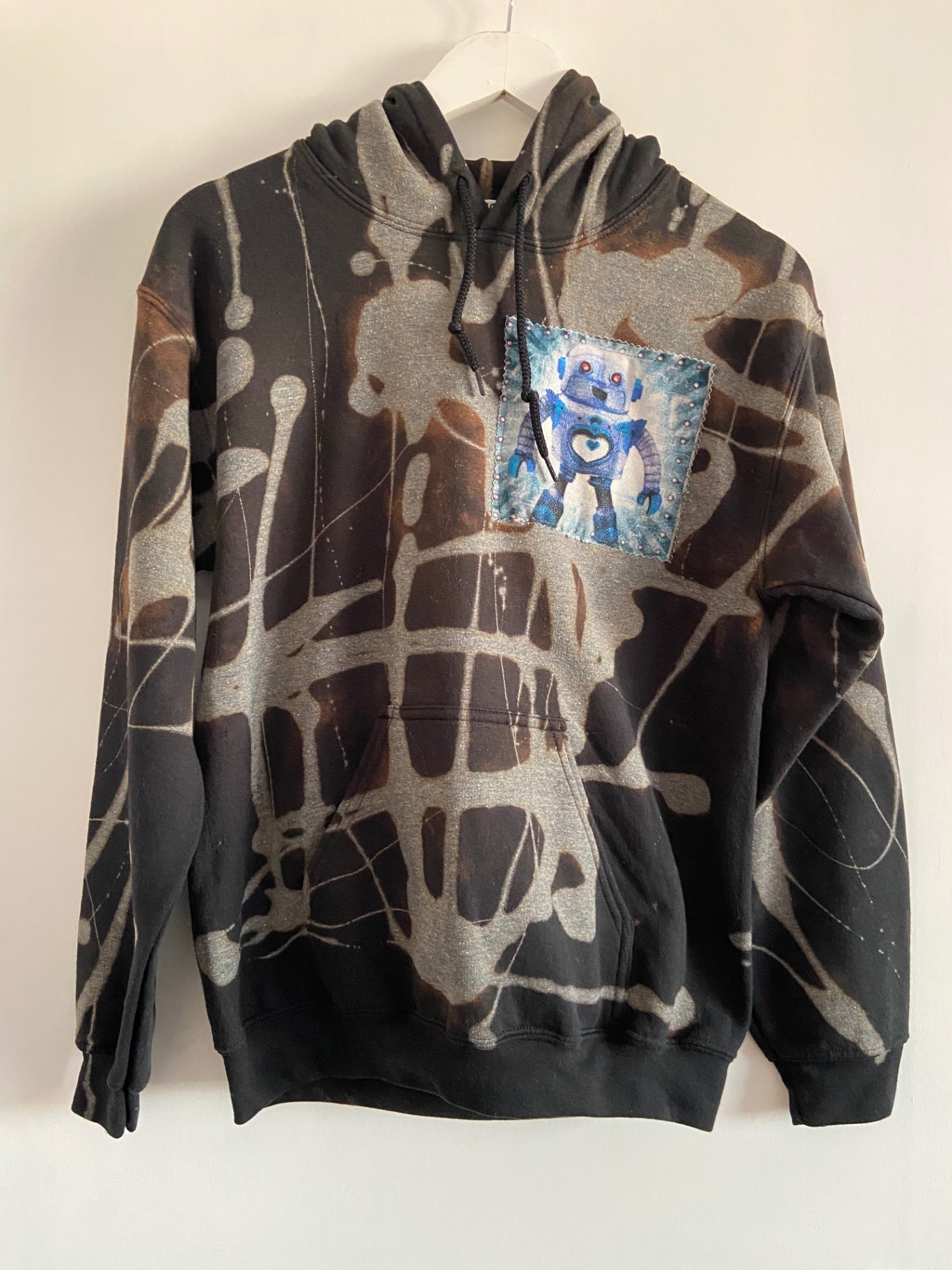 Blue Robot Bleached Hoodie