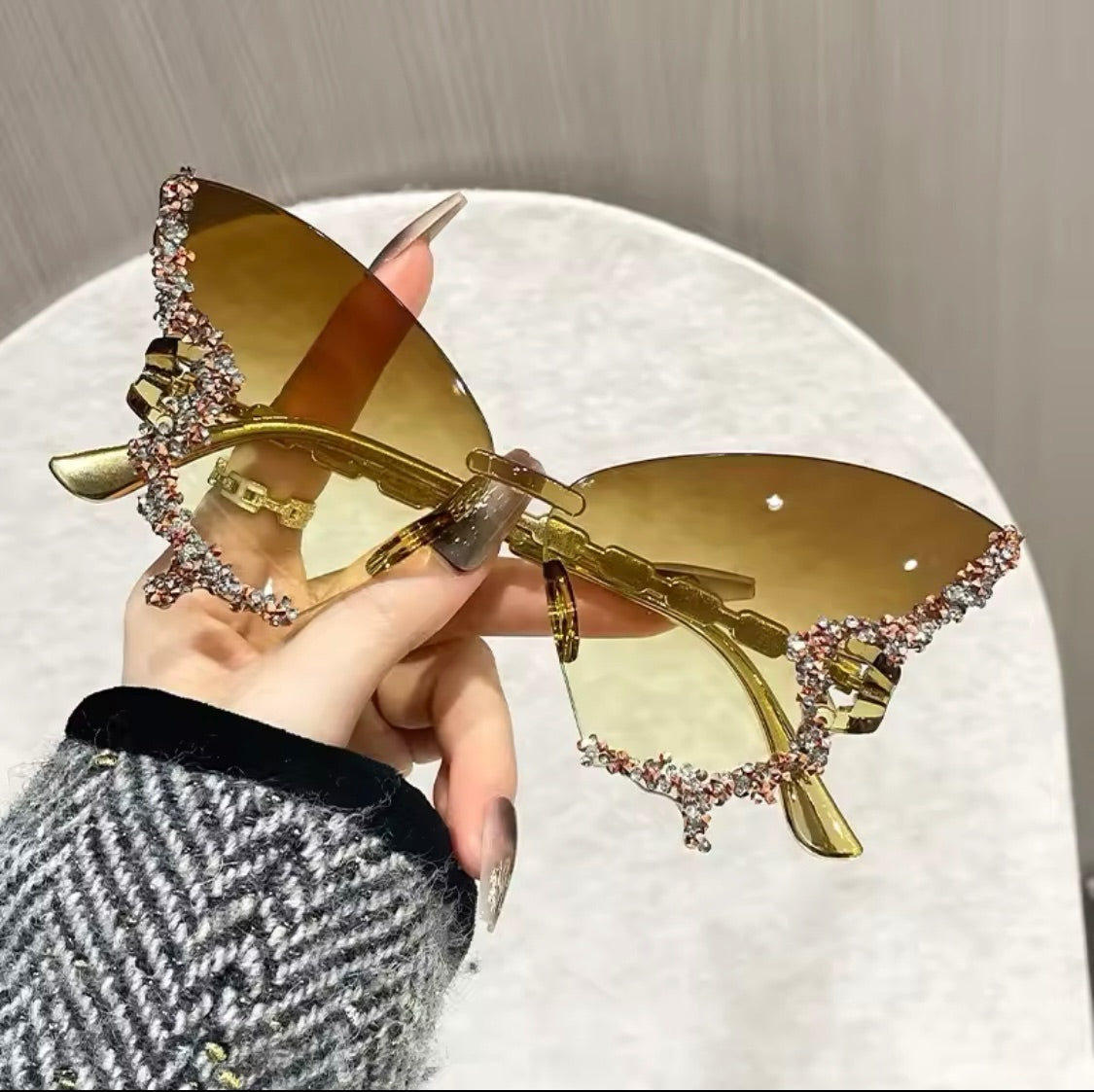 Yellow Crystal Butterfly Sunnies