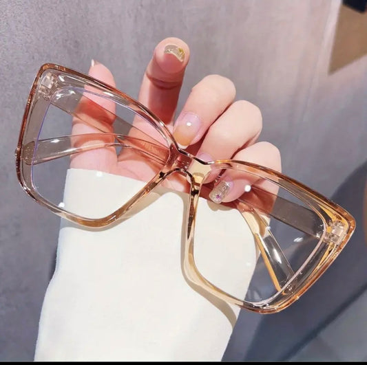Large Cat Eye Tea Anti Blue Light Glasses