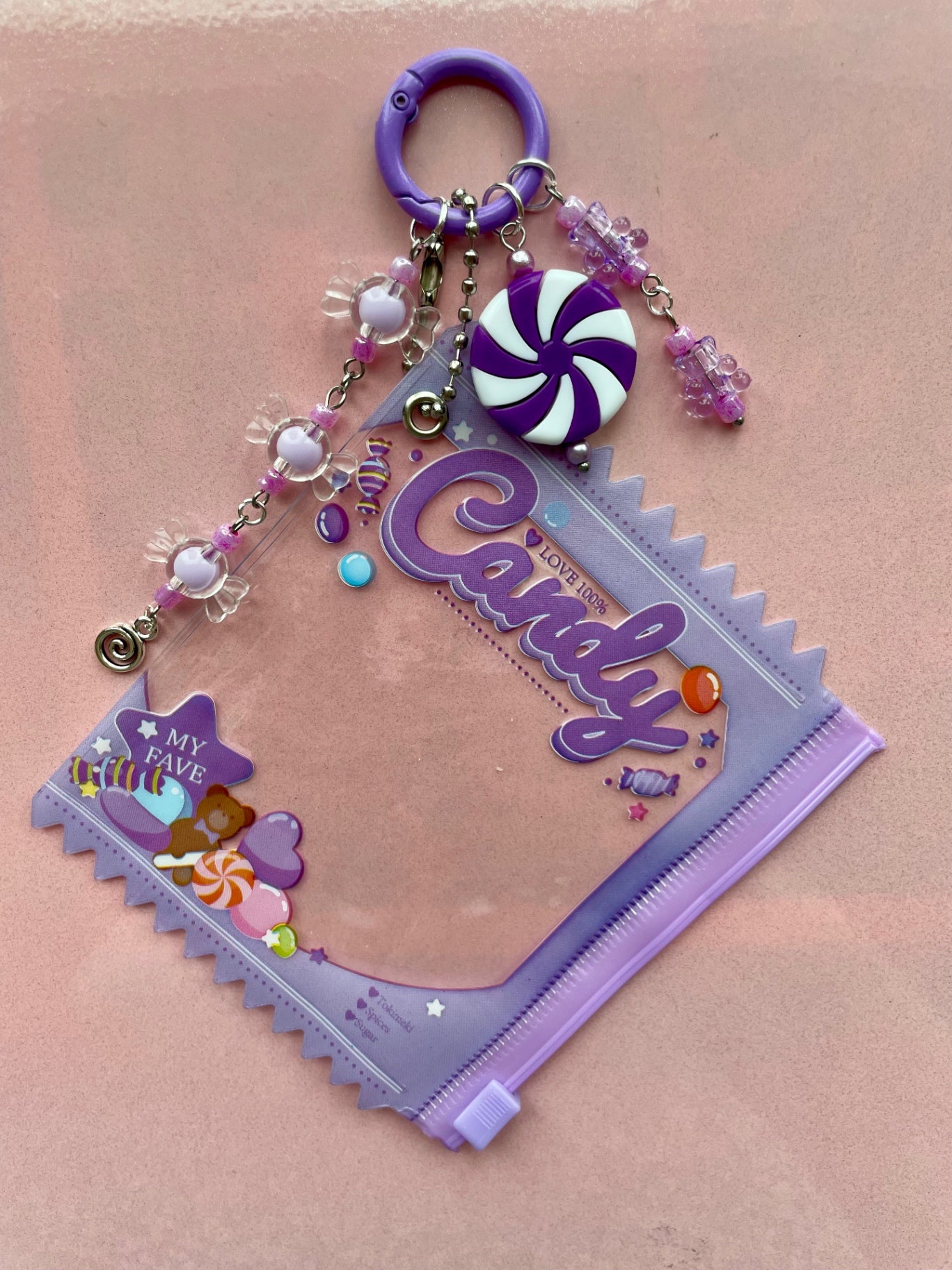 Purple Trinket Pouch Keychain
