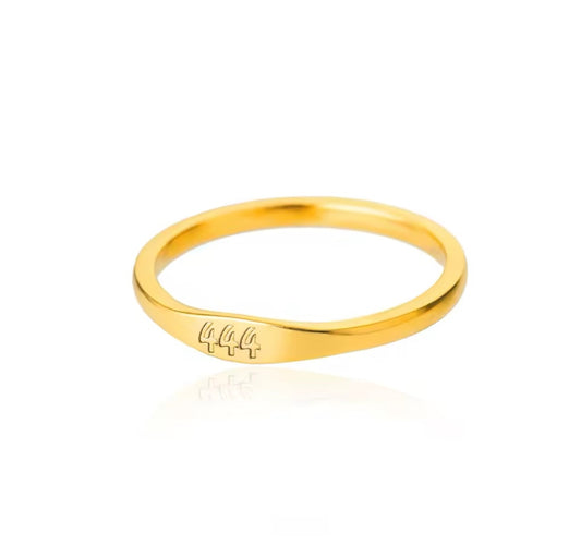 444 Angel Number Gold Ring Size 9