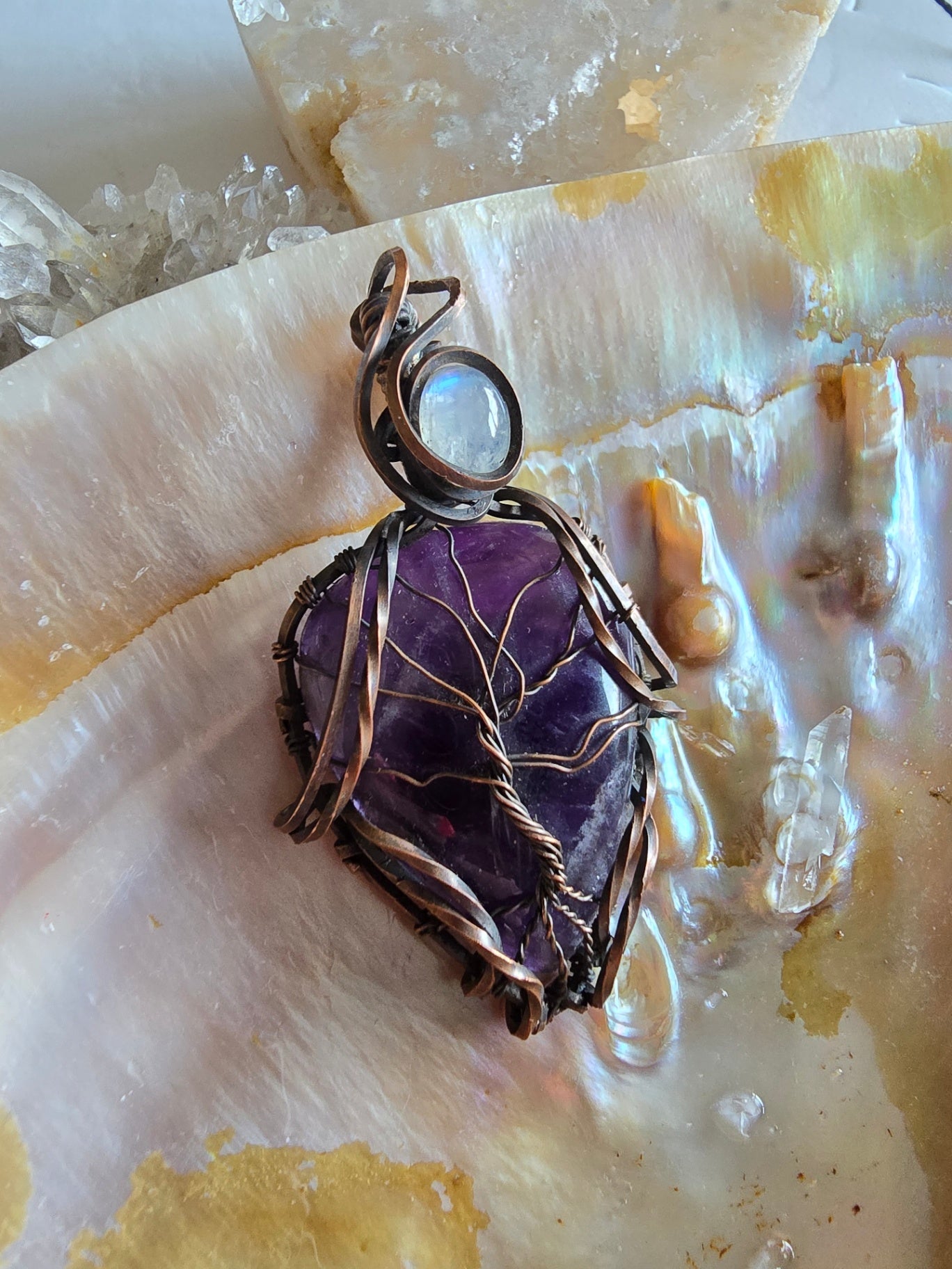 Amethyst and moonstone tree of life