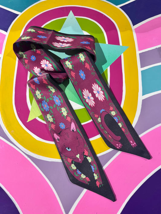 Burgundy Daisy Cat Scarf