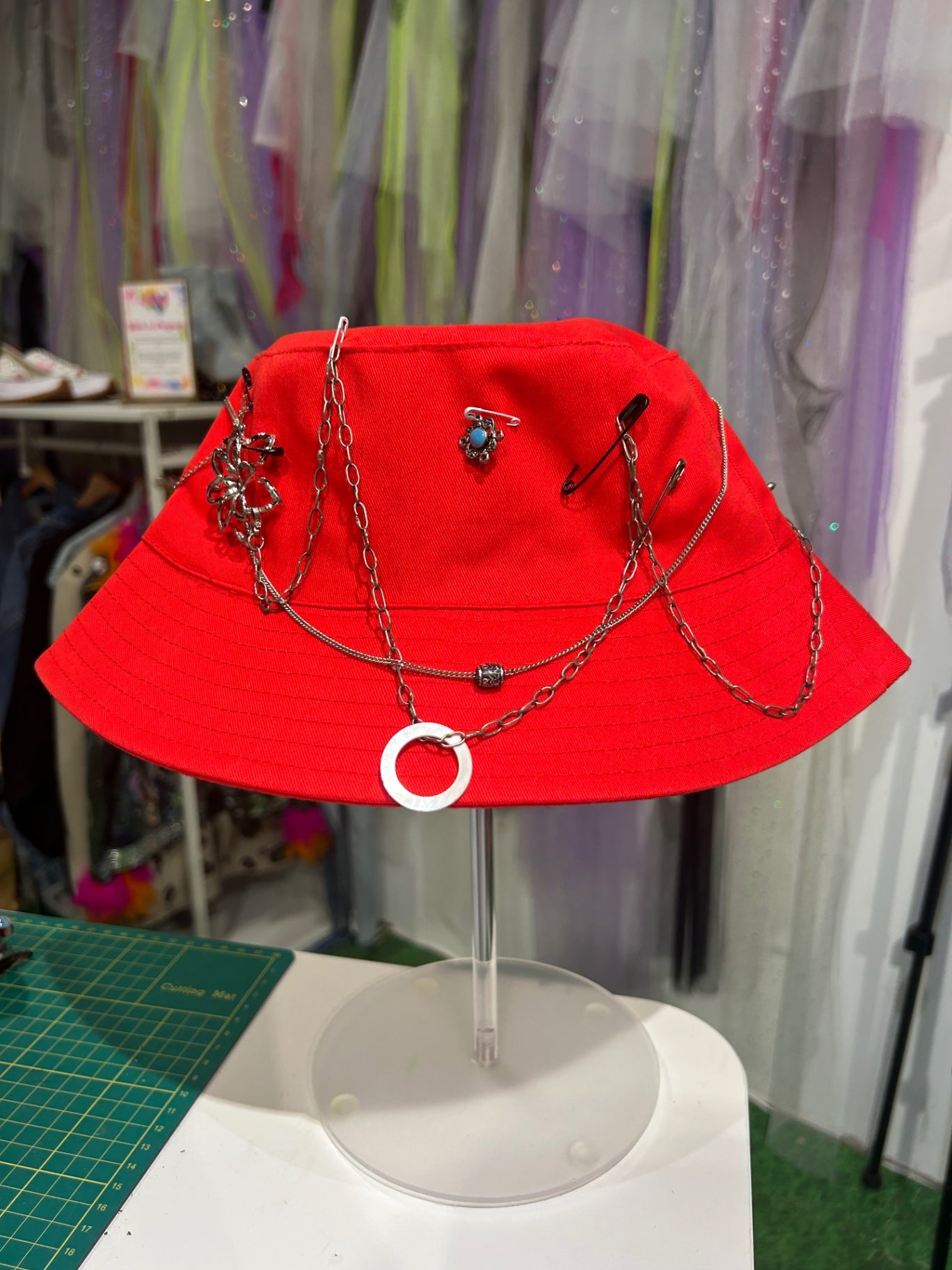 Chain and Charm Upcycled Bucket Hat