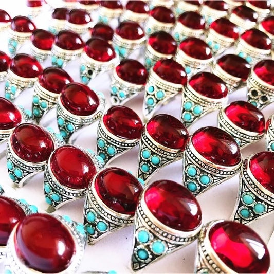 Silver Red Jewell ring