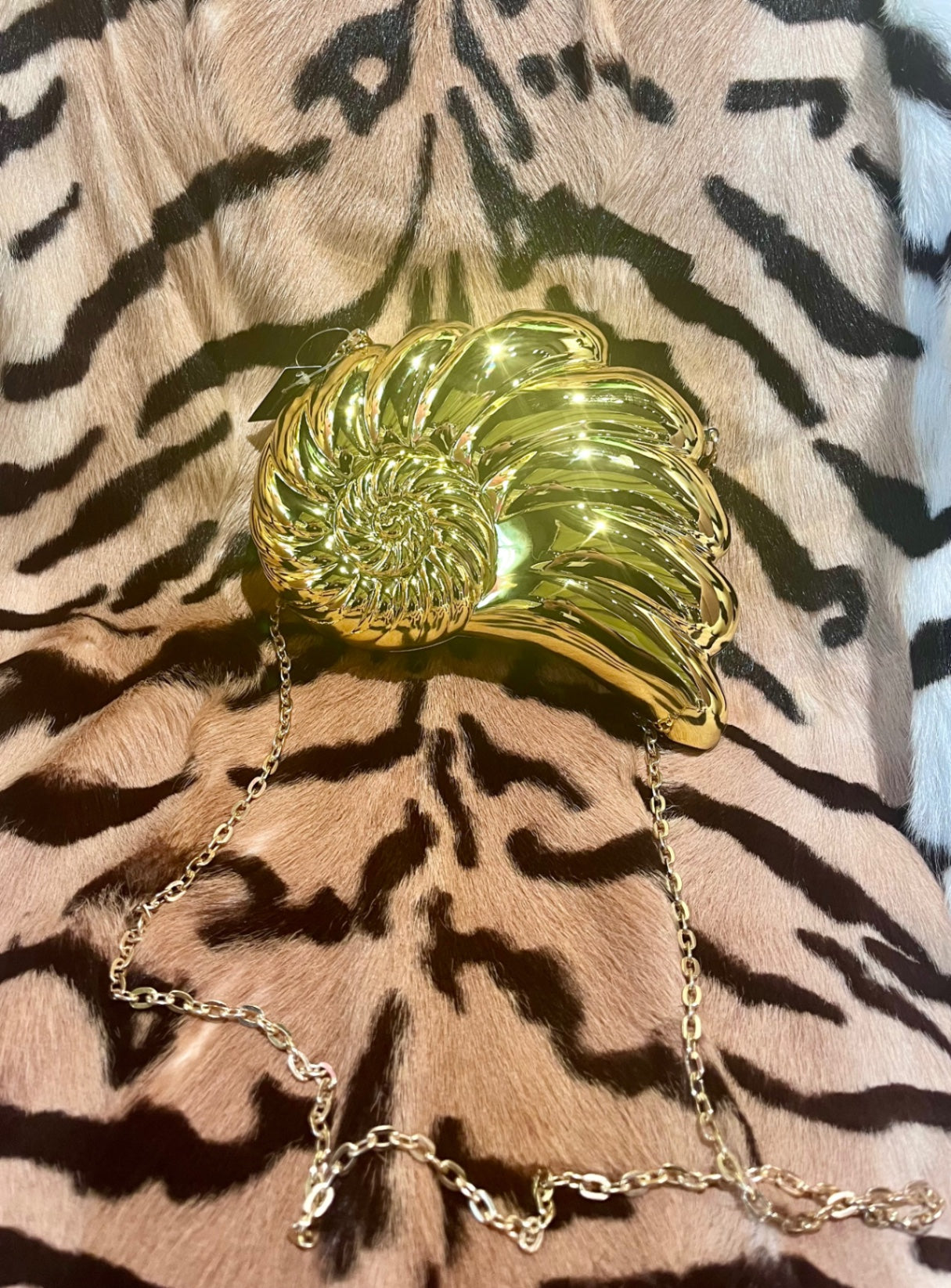 Golden Shell Clutch Bag