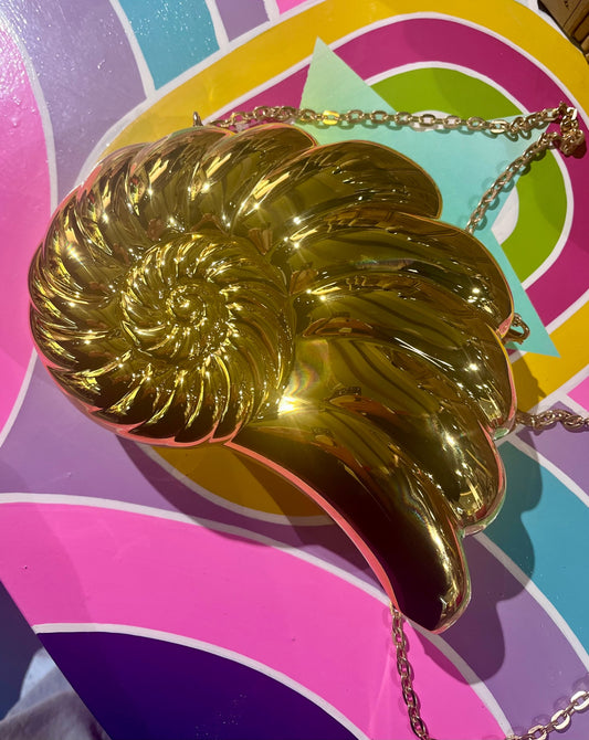 Golden Shell Clutch Bag