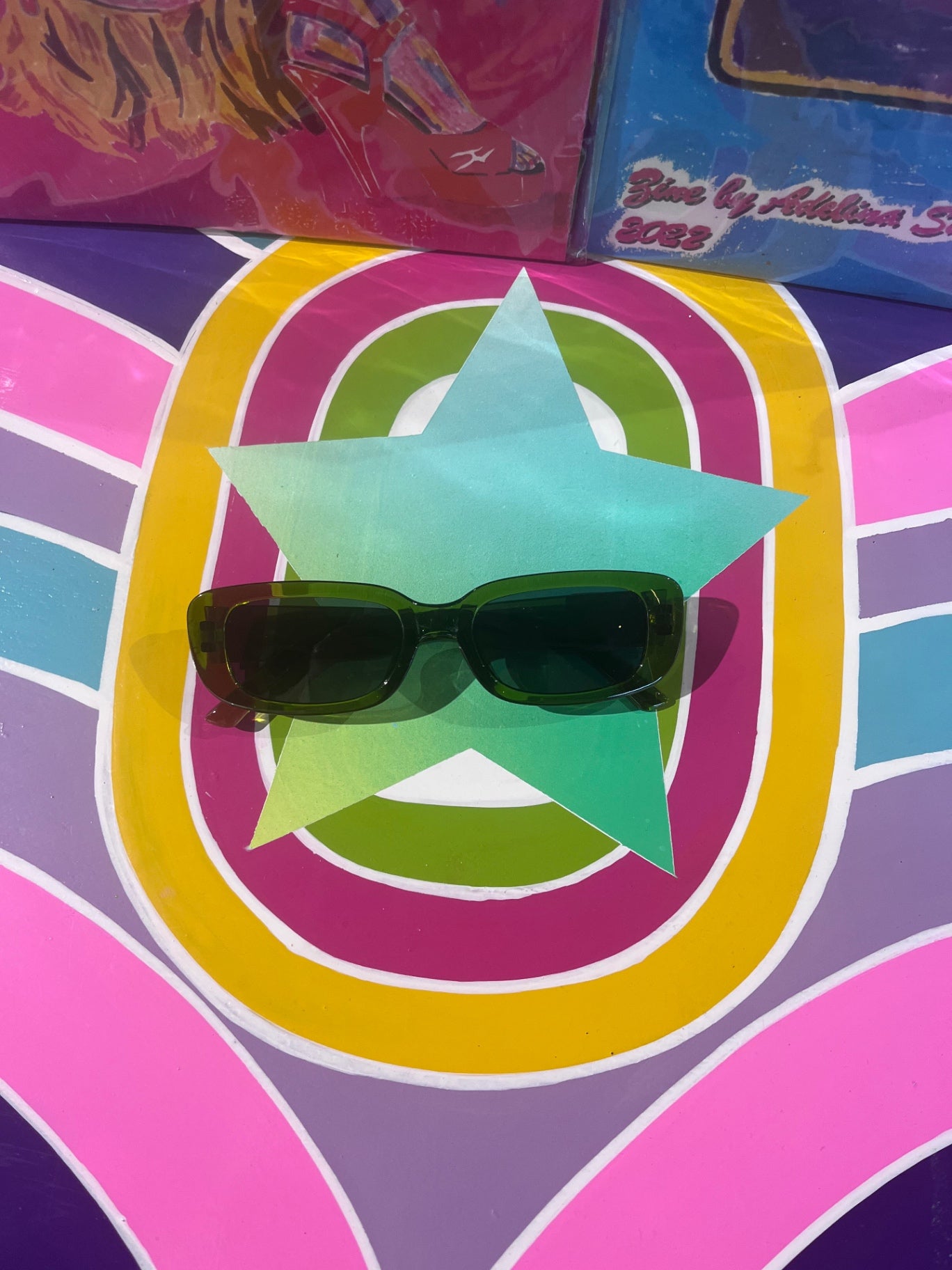 90s Oblong Sunnies Green