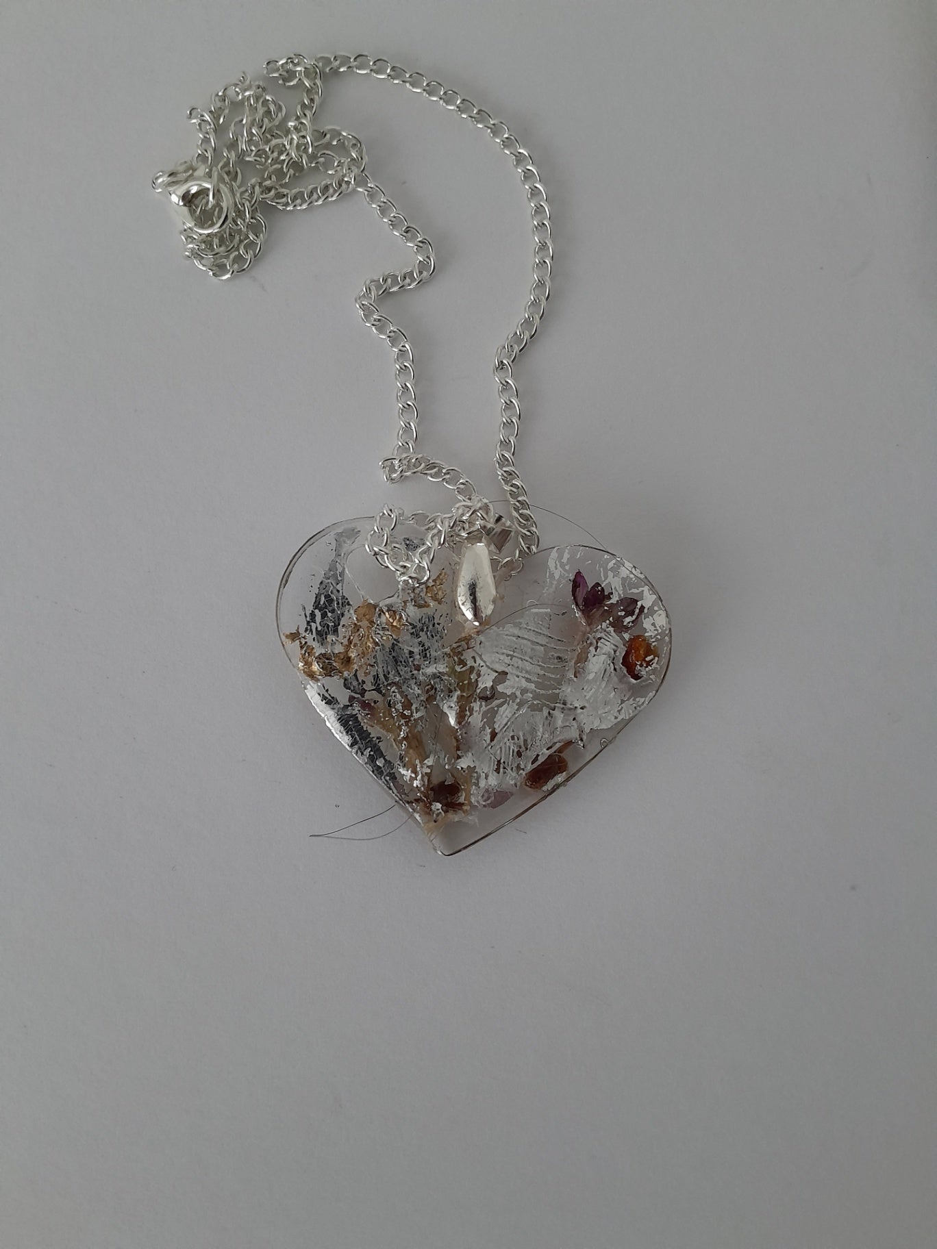 Resin Flower Heart Necklace