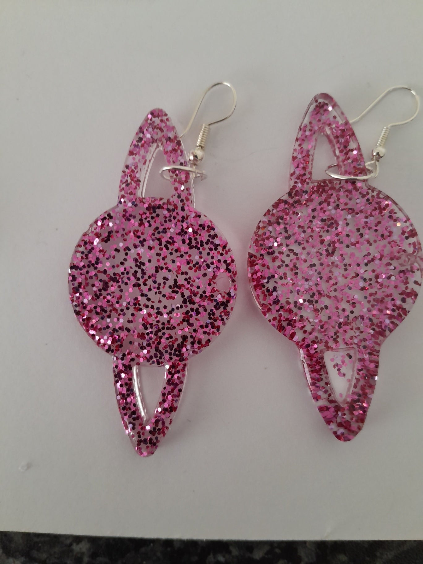Pink Glitter Planet Earrings