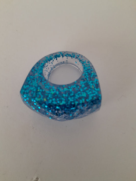 Blue Glitter Ring