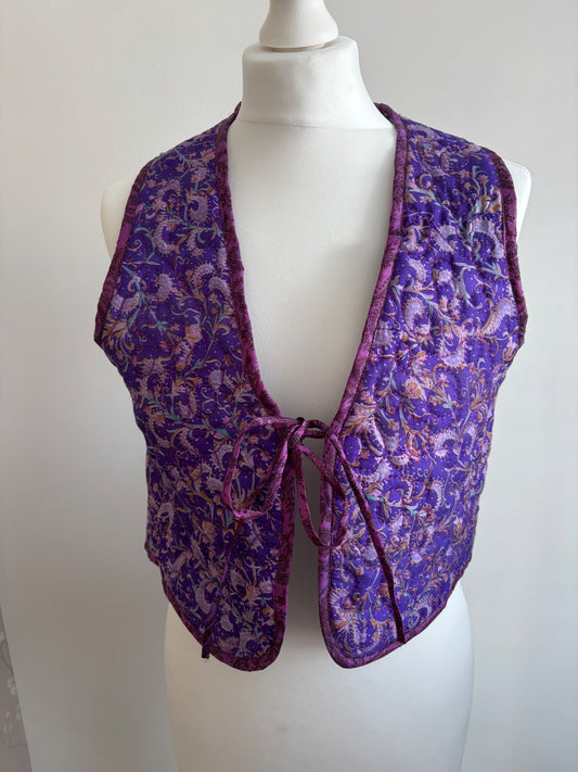 Reversible silk waistcoat handmade from Vintage Indian Sari