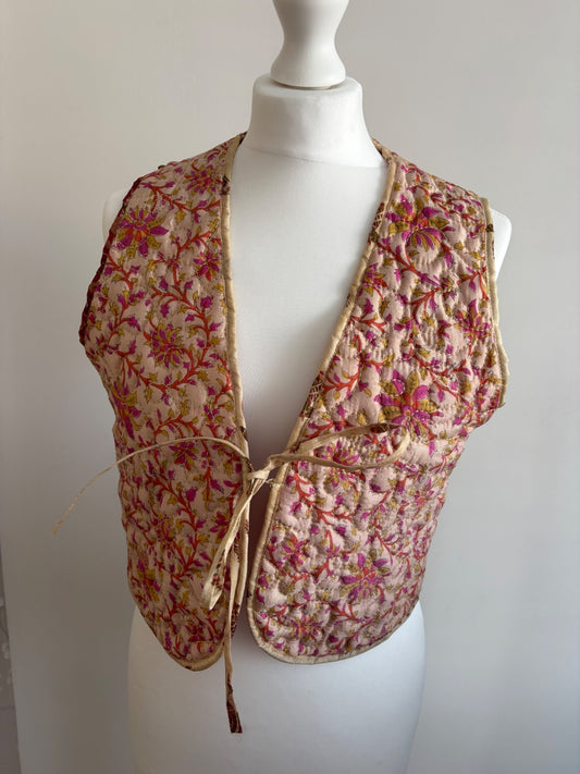 Reversible silk waistcoat handmade from Vintage Indian Sari