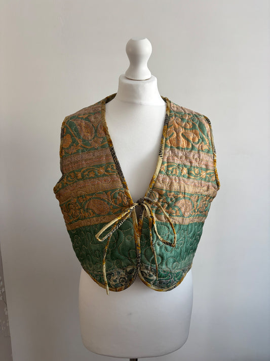 Reversible silk waistcoat made from Vintage Sari