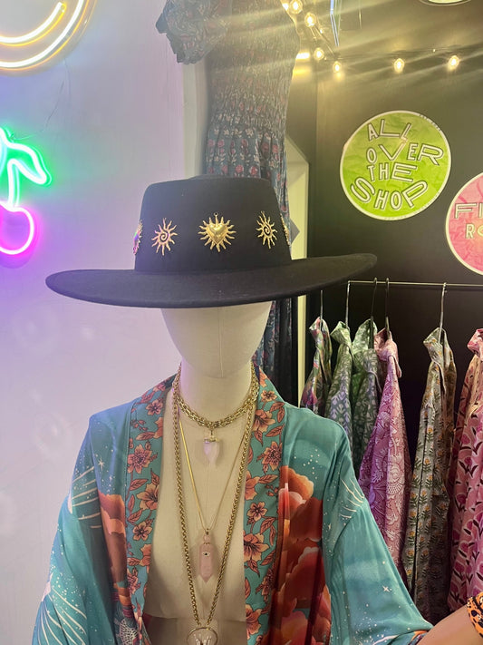 Sun Heart Black Rancher Hat