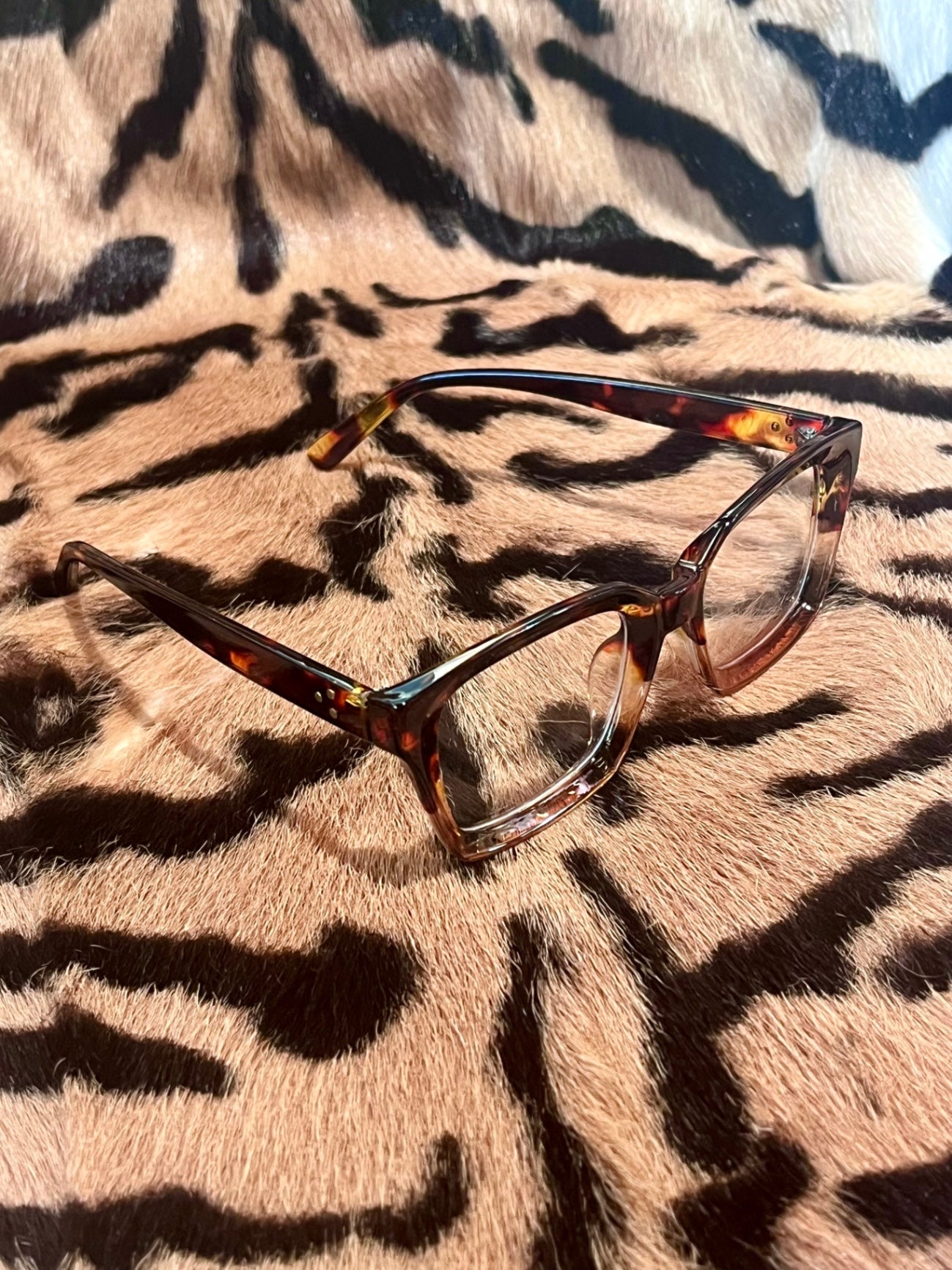 Anti Blue Light Glasses Geek Leopard Tan
